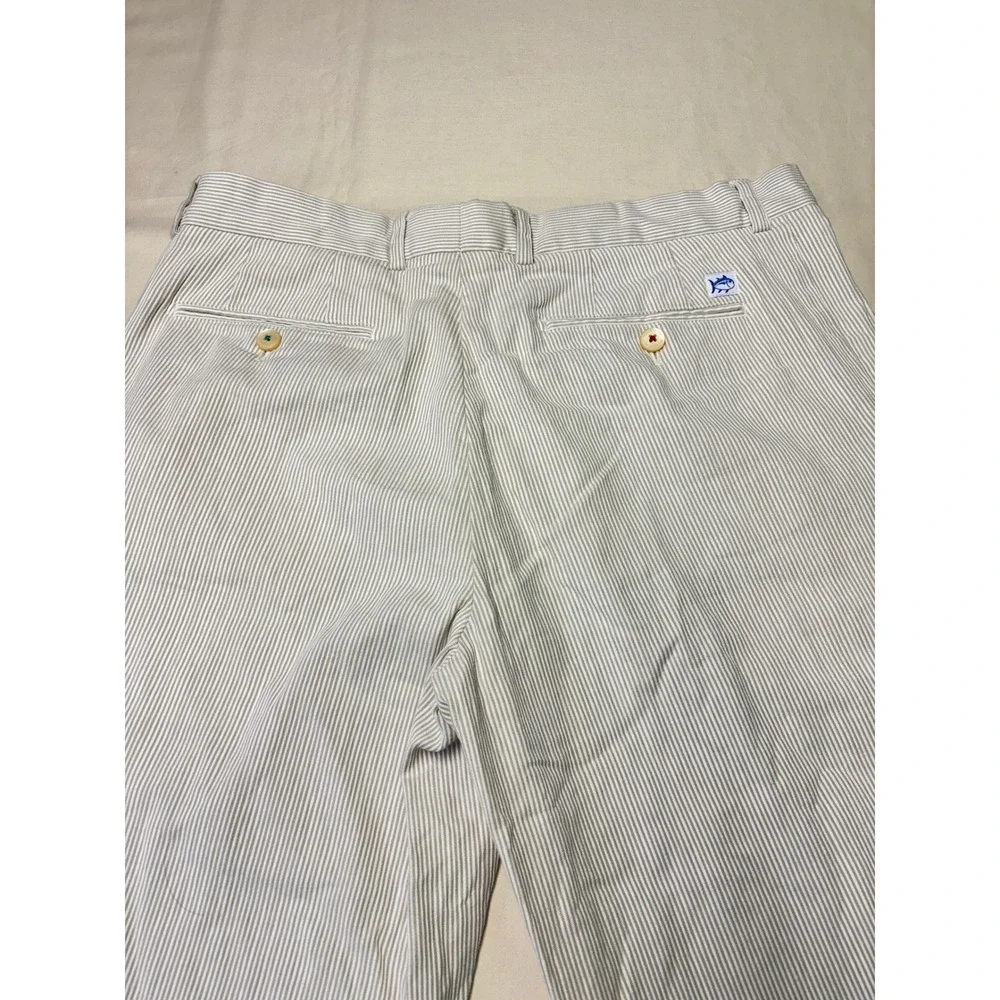 Southern Tide Skipjack Flat Front Corded Pants Mens 36x32 Tan White Striped 7310